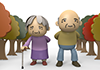 Elderly couple ｜ Autumn leaves ｜ Walk ――Free illustration material ―― Medical care ｜ Nursing care ｜ Hospital ｜ People