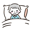 体調不良でベッドに横たわる高齢者のイラスト