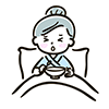 ベッドで食事が進まない高齢者のイラスト