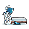 床掃除をする介護ロボットのイラスト