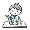 食事を拒否する不機嫌な高齢者のイラスト