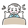 ベッドで苦しむ高齢者のイラスト
