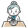 食事を拒否する不機嫌な高齢者のイラスト
