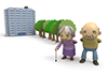 Elderly Housing with Care / Building --Free Illustration Material --Medical Care | Nursing Care | Hospital | People
