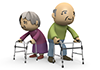Walker ｜ Elderly couple ｜ Nursing care products ――Free illustration material ―― Medical care ｜ Nursing care ｜ Hospital ｜ People