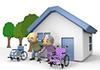 Housing ｜ Wheelchair ｜ Old man ――Free illustration material ―― Medical care ｜ Nursing care ｜ Hospital ｜ Person