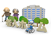 Elderly ｜ Elderly Housing with Care ｜ Wheelchair ――Free Illustration Material ――Medical Care ｜ Nursing Care ｜ Hospital ｜ People