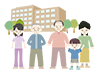Family visit ｜ Come to see face ｜ Elderly housing with care ｜ Nursing care / welfare ｜ Free illustration