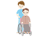 Going out in a wheelchair ｜ Elderly Housing with Care ｜ Staff-Medical Care ｜ Nursing Care / Welfare ｜ Free Illustrations