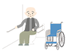 Toilet ｜ Grandpa ｜ Wheelchair-Medical care ｜ Nursing care / welfare ｜ Free illustration