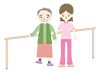 Rehabilitation of the elderly | Handrails | Assistance-Medical care | Nursing care / welfare | Free illustrations