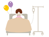 Girl in hospital | Intravenous drip | Balloons | Bed-Medical care | Nursing care / welfare | Free illustrations